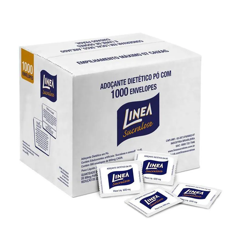Adoçante sachê sucralose em pó 1000 envelopes 500mg - Linea