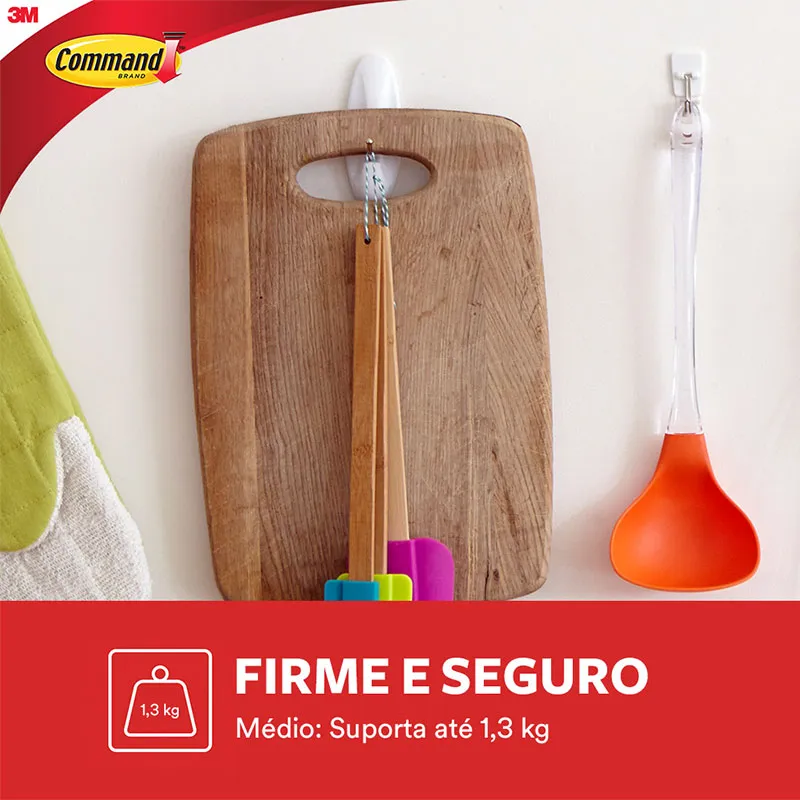 Gancho adesivo para utensílios Command branco médio 2 unid HB004131601 - 3M