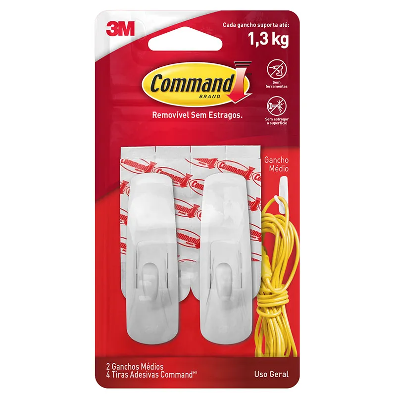 Gancho adesivo Command branco médio 2 unid H0001818113 - 3M