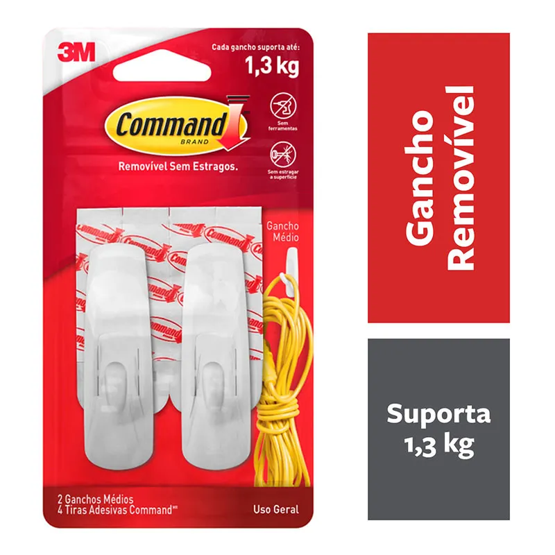 Gancho adesivo Command branco médio 2 unid H0001818113 - 3M
