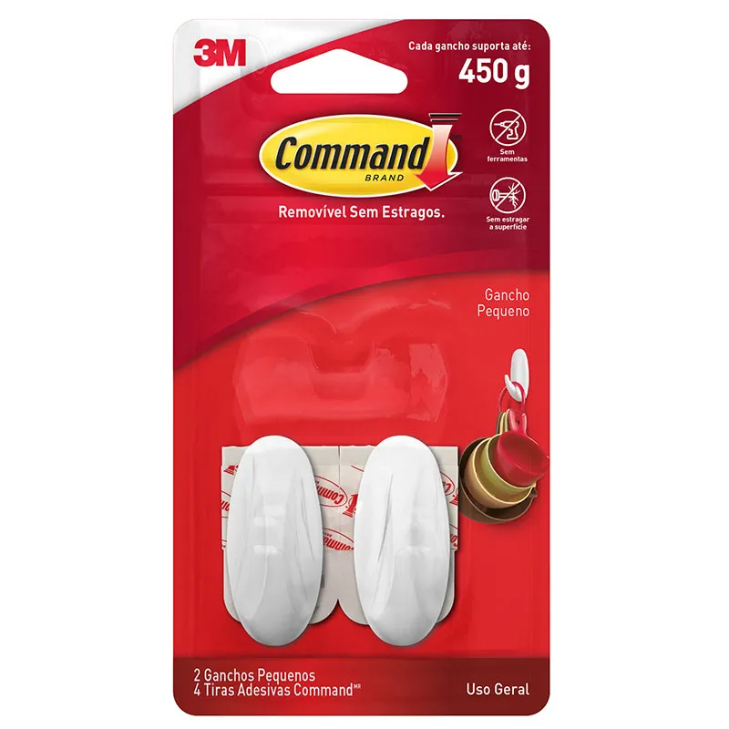 Gancho adesivo design Command branco pequeno 2 unid HB004819957 - 3M