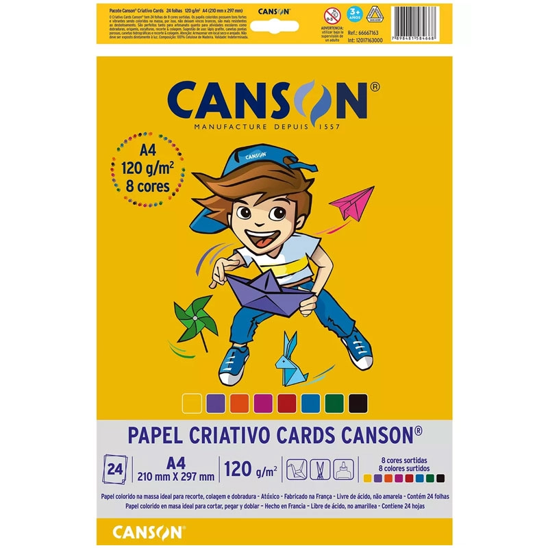 Bloco Criativo Cards A4 120g 8 cores 24fls Canson