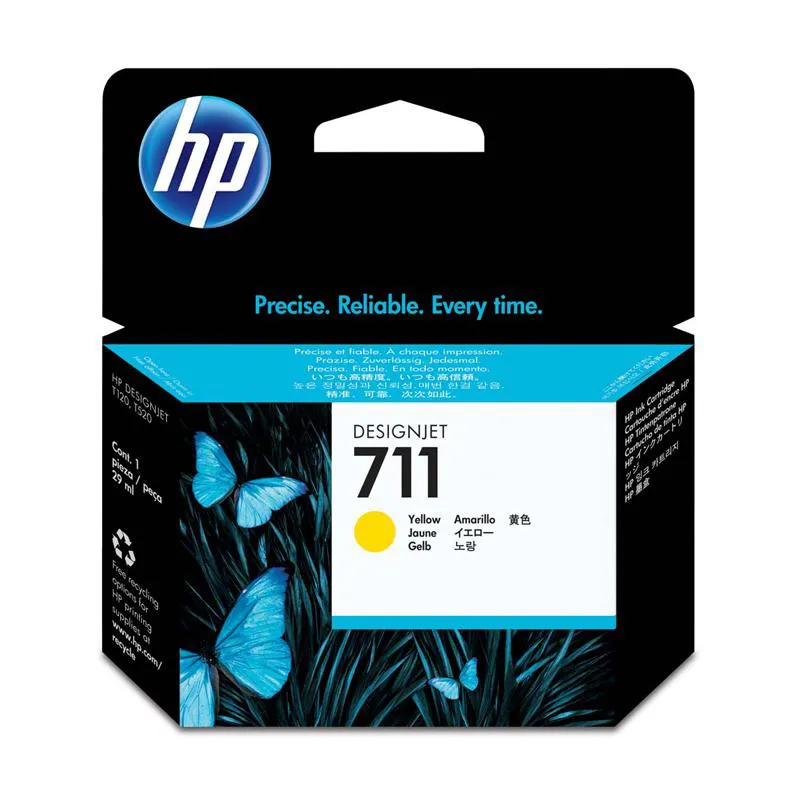 Cartucho HP 711 Original CZ132AB amarelo p/ DesignJet T120, T520