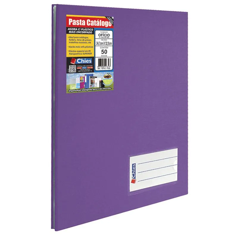 Pasta catálogo ofício 4003 Violeta com 50 plásticos - Chies