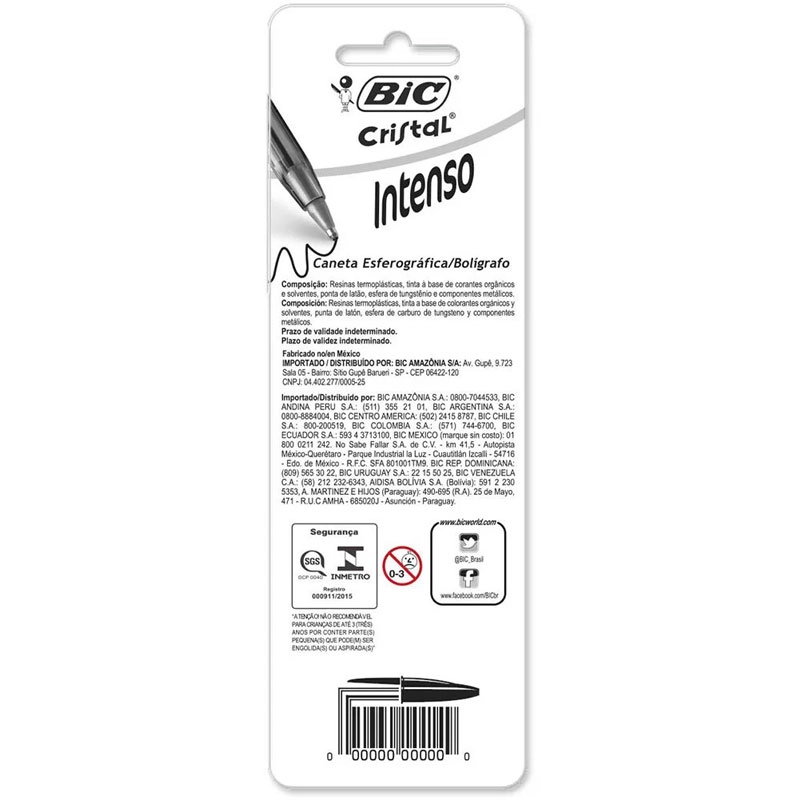 Caneta esferográfica 1.6 Cristal Bold com 3 unidades - Bic