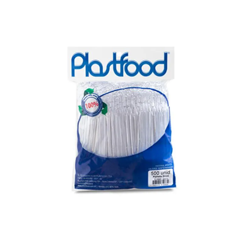 Palheta slim cristal para drink com 500 unidades - Plastfood