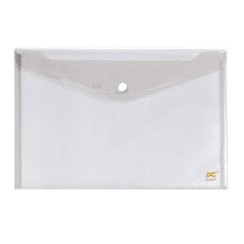 Envelope plástico com botão A4 - 653PP-TR - Cristal - Dac