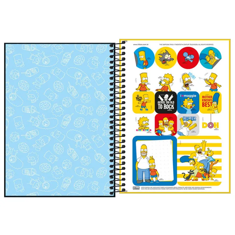 Caderno espiral capa dura 1/4 80 folhas Simpsons Capa 2 - Tilibra	