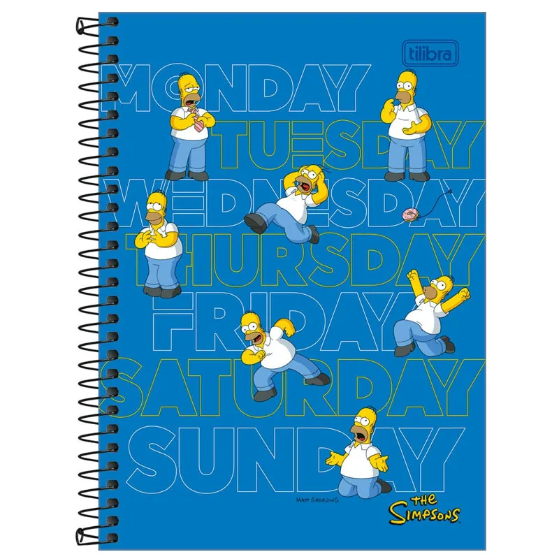 Caderno espiral capa dura 1/4 80 folhas Simpsons Capa 3 - Tilibra	