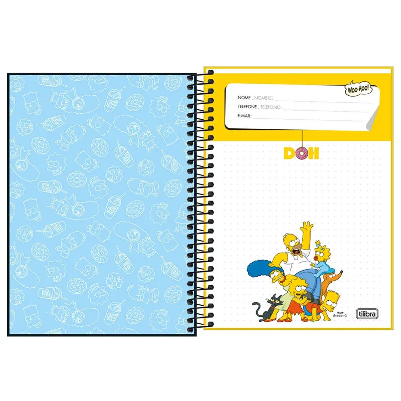 Caderno espiral capa dura 1/4 80 folhas Simpsons Capa 3 - Tilibra	
