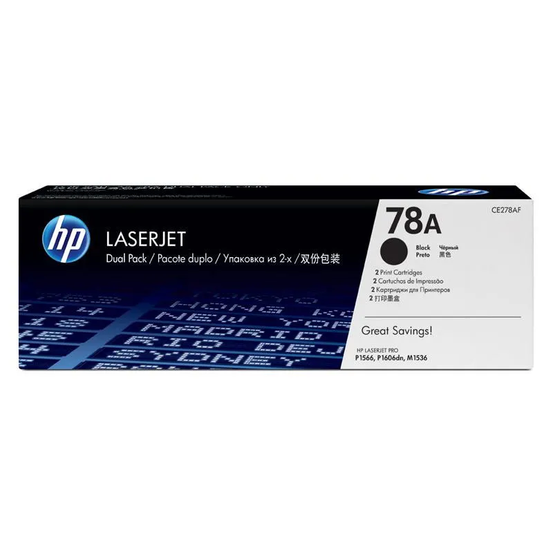 Toner HP 78A Original CE278AE Preto Dual Pack p/ Pro Laserjet M1536dnf, P1606dn