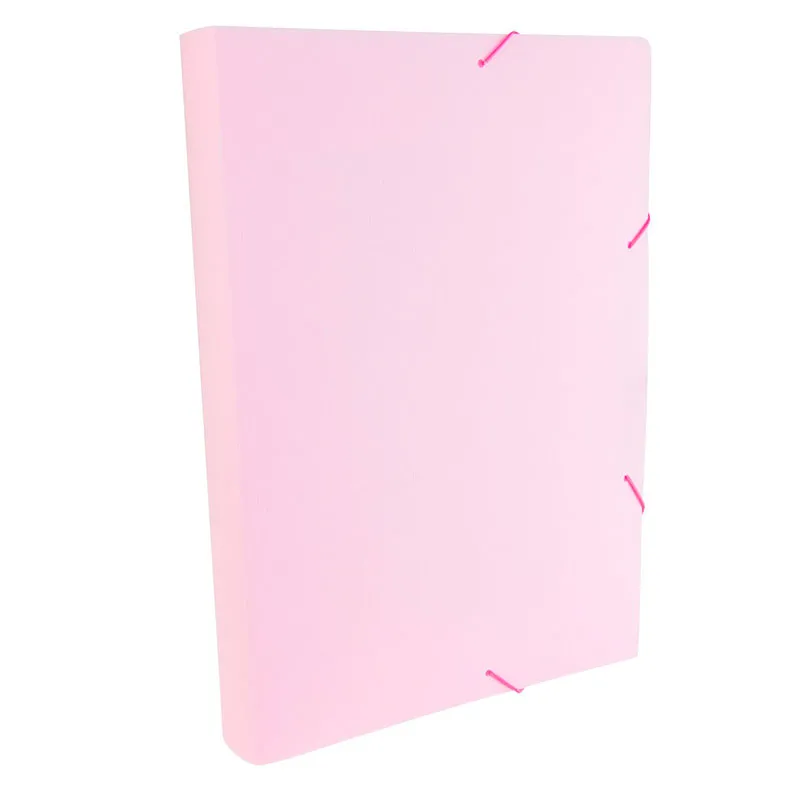Pasta com aba elástico ofício lombo 40mm - Linho Serena - rosa pastel - 0249.WP - Dello