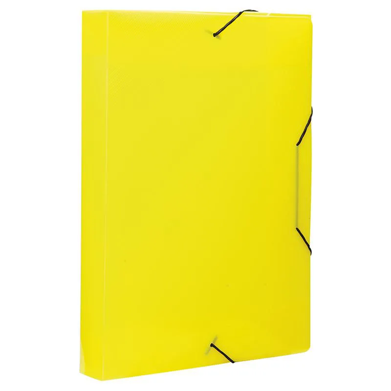 Pasta com aba elástico ofício lombo 40mm - Topline - trasnparente amarelo - 0236.A - Dello