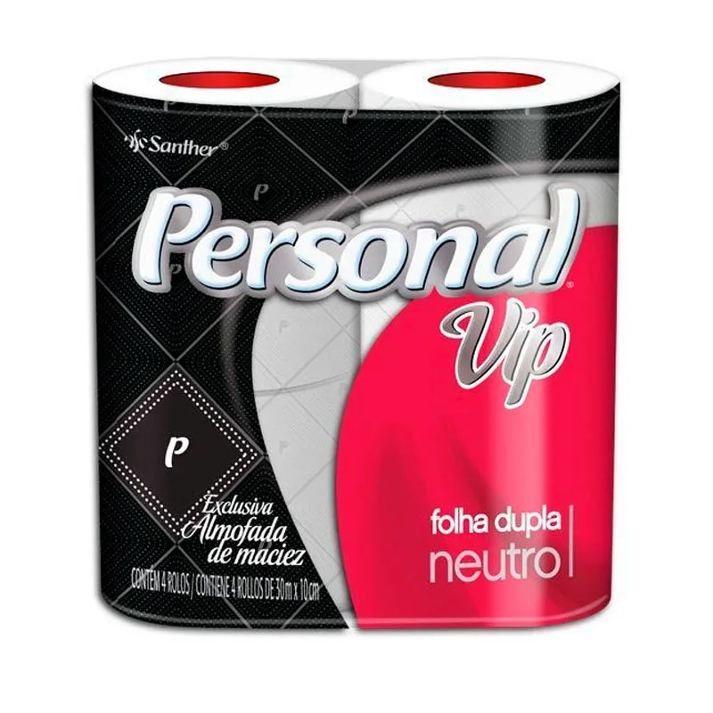 Papel higiênico folha dupla com 4 rolos - Personal Vip