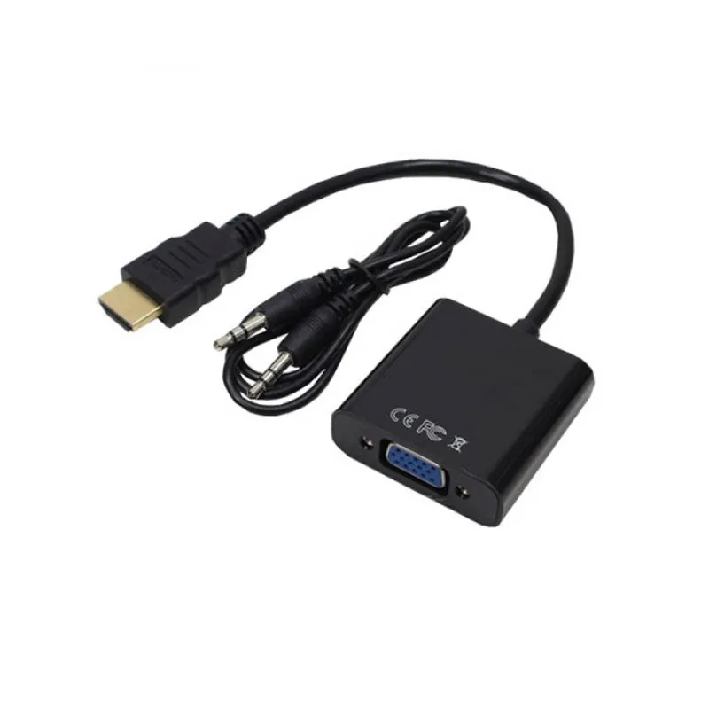 Cabo conversor HDMI para VGA com cabo P2 - TBlack