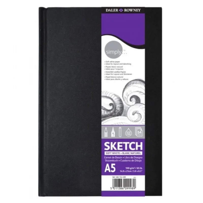 Caderno sketchbook simply daler rowney A5 c/ 54 fls - Canson