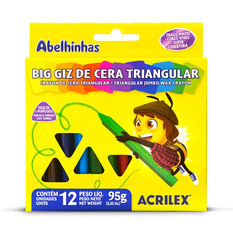 Gizão de cera Big Triangular 12 cores 09312 - Acrilex