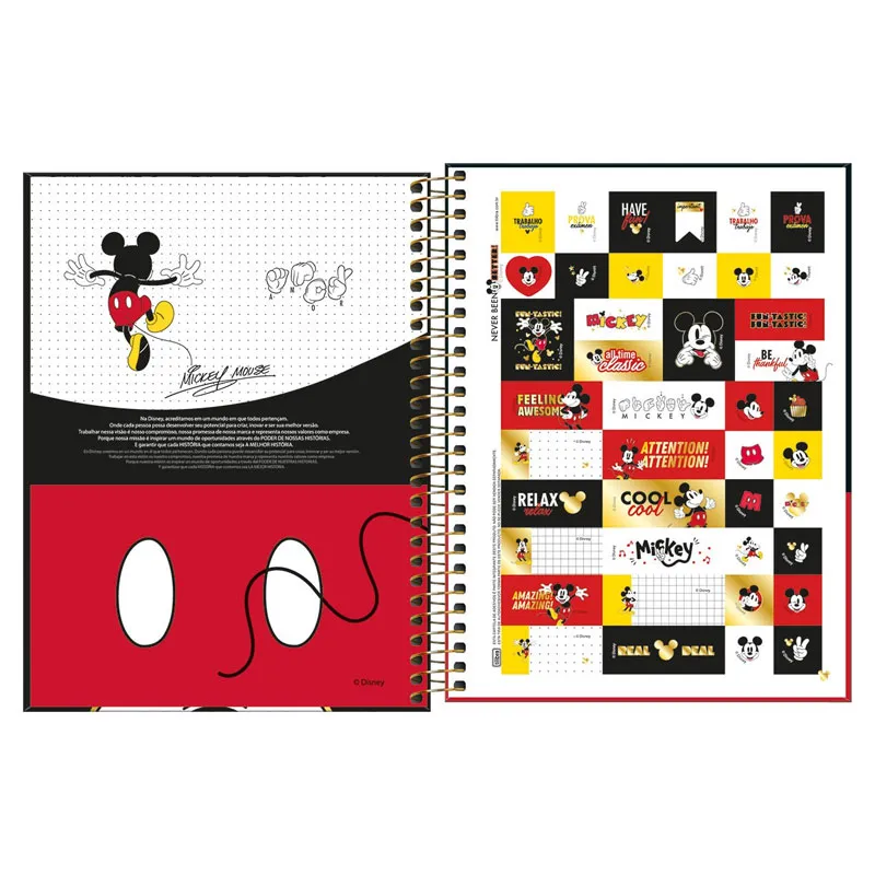 Caderno colegial capa dura 1x1 80 folhas Mickey Capa 2 - Tilibra	