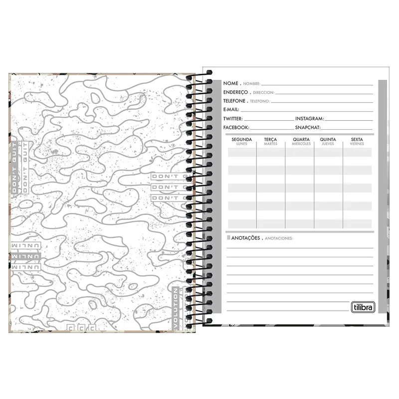 Caderno espiral capa dura pautado 1/4 80 folhas Hide - Capa 4 -  Tilibra