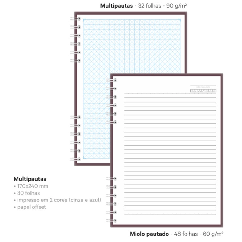 Caderno espiral capa dura médio 80 folhas Prime Office - Capa 1 - Redoma