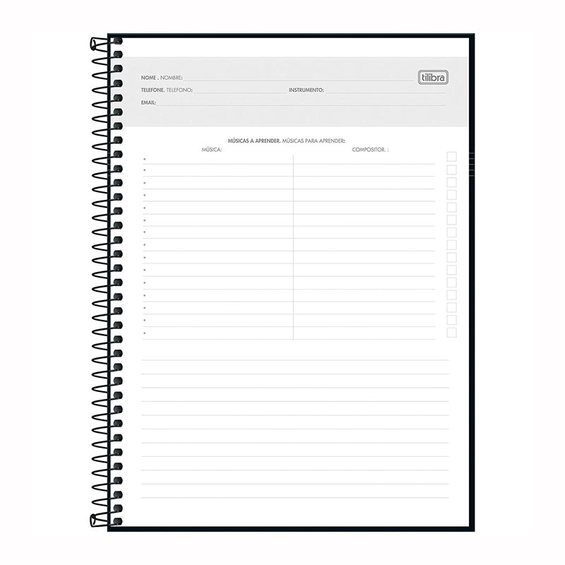 Caderno espiral capa dura universitário 1x1 80 folhas Música - Capa 2 - Tilibra
