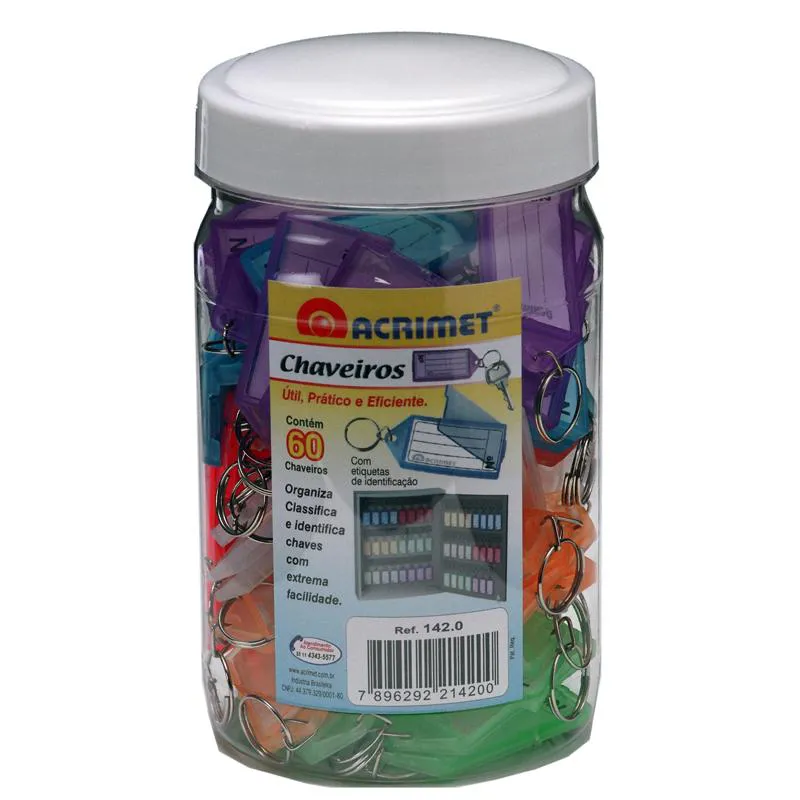 Chaveiro com etiqueta pote com 60 unidades - 142.0 - Acrimet