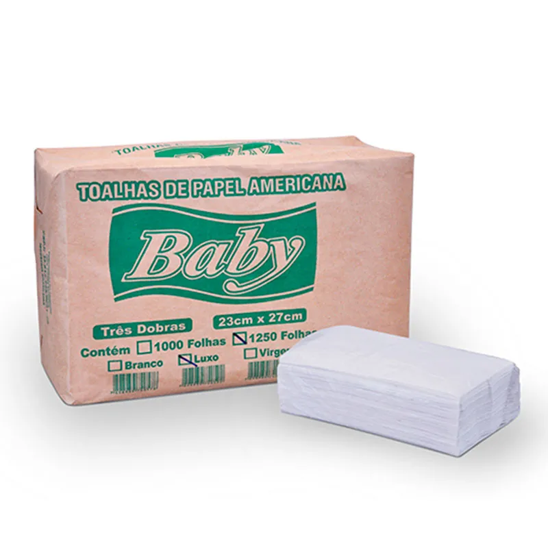 Papel toalha interfolha 3 dobras Luxo 23x27 com 1250 fls - Baby