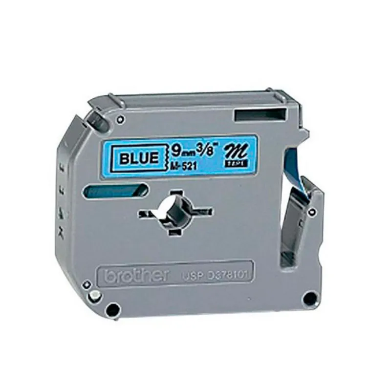 Fita para rotulador M521 Azul escrita Preto 9mm - Brother
