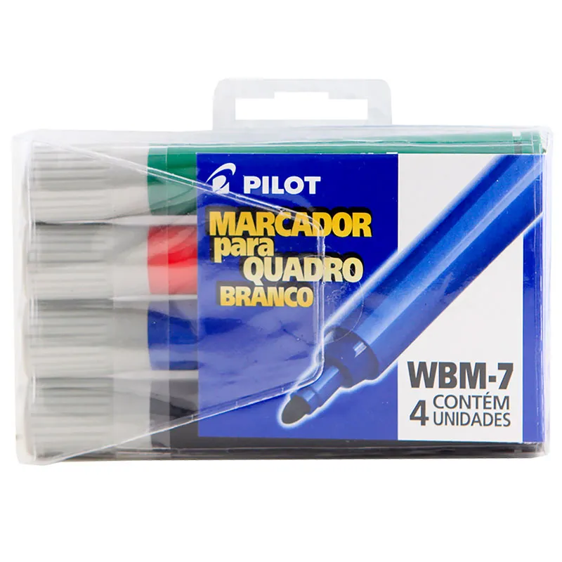 Pincel quadro branco recarregável WBM-7 - estojo 4 cores - Pilot