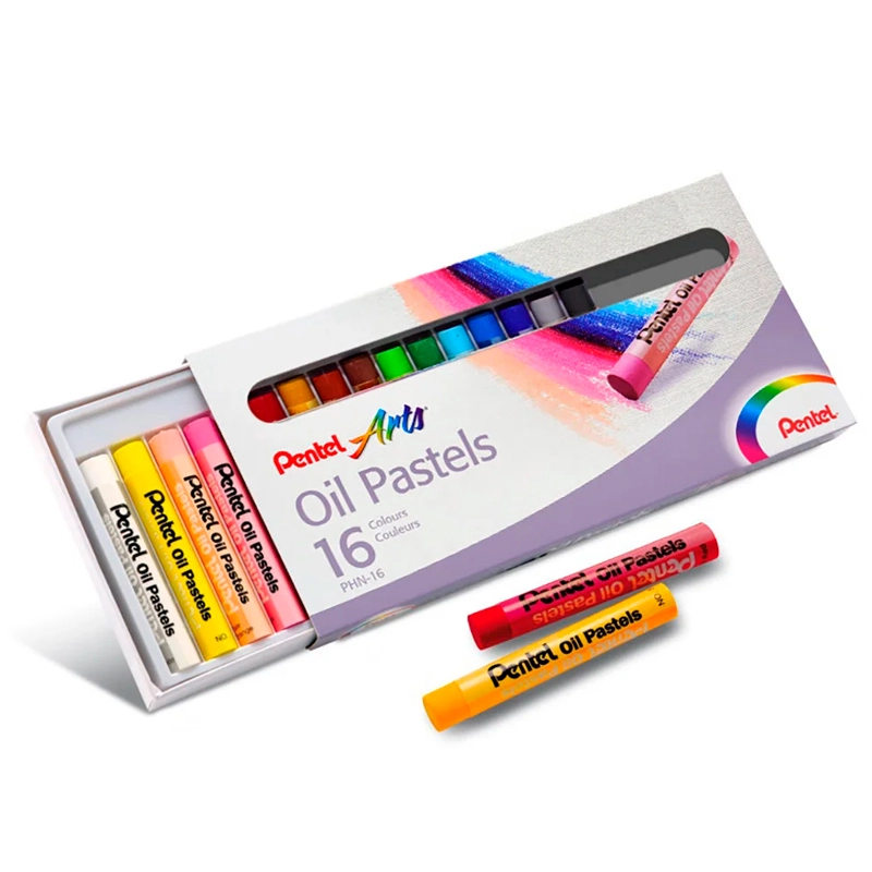 Giz pastel oleoso PHN-16 - com 16 cores - Pentel