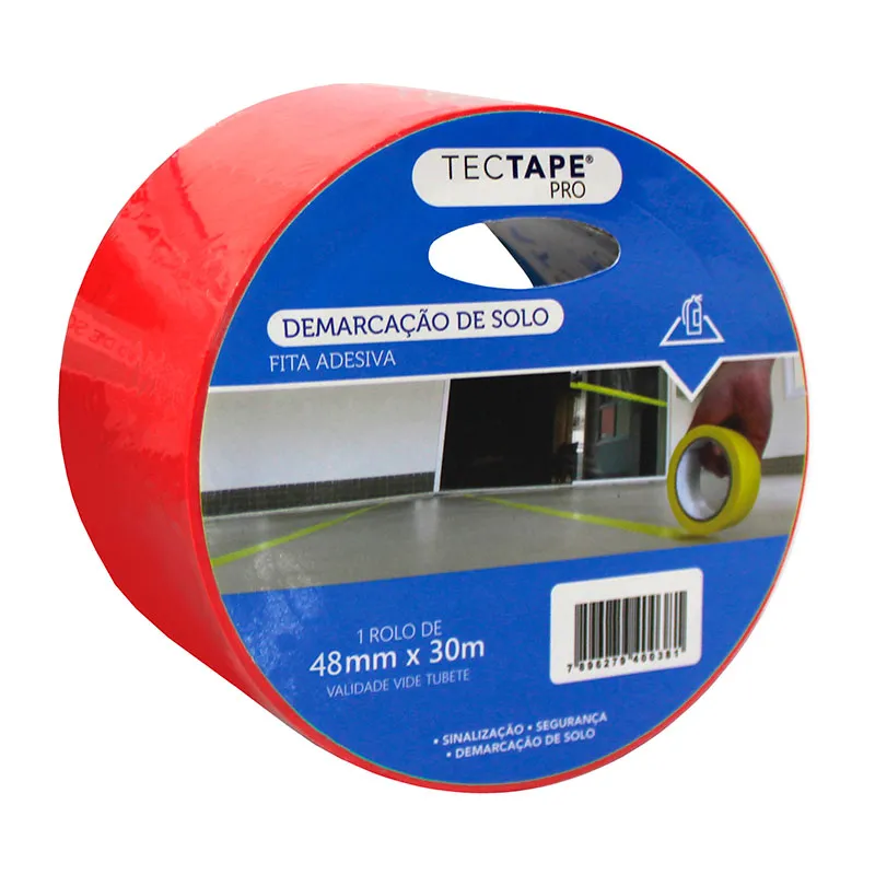 Fita para demarcação de solo 48x30 - vermelha - Tectape