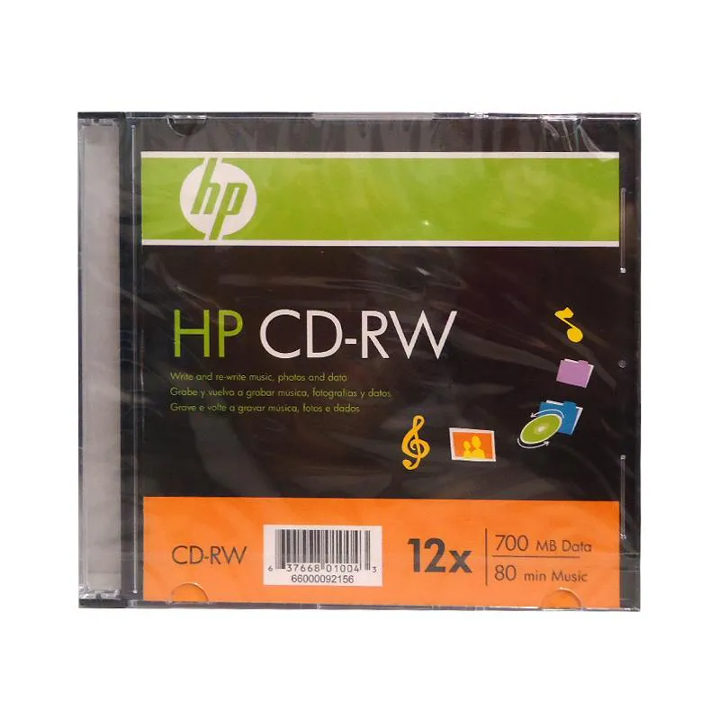 CD-RW regravável 700MB 80 minutos - slim - HP