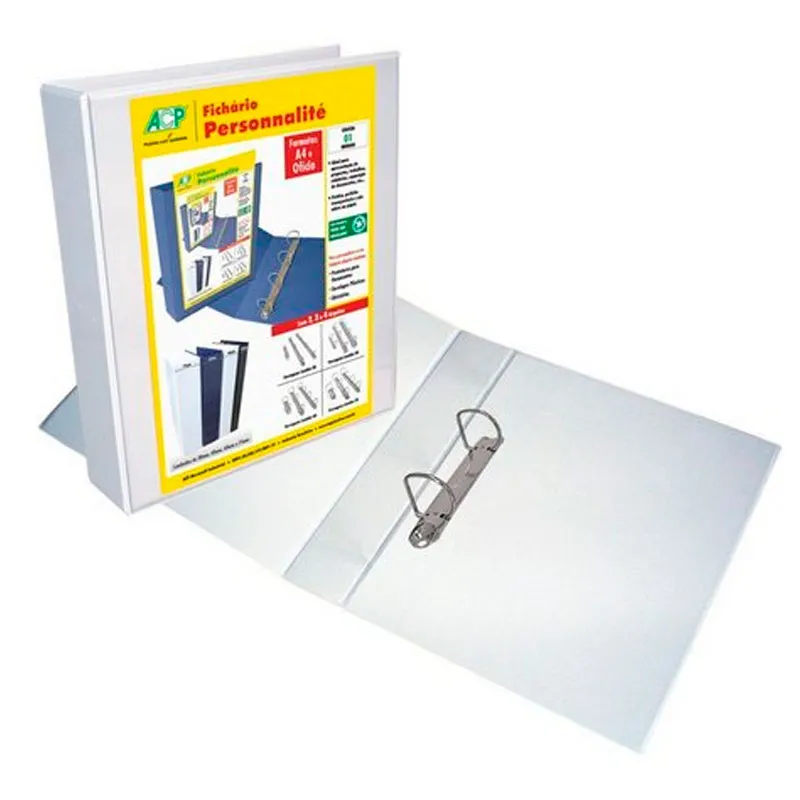 Fichário revestido com cristal oficio branco 75mm - 2750BR - com 2 argolas - ACP