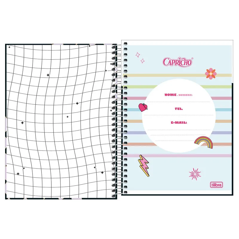 Caderno espiral capa dura 1/4 80 folhas Capricho Capa 4 - Tilibra	