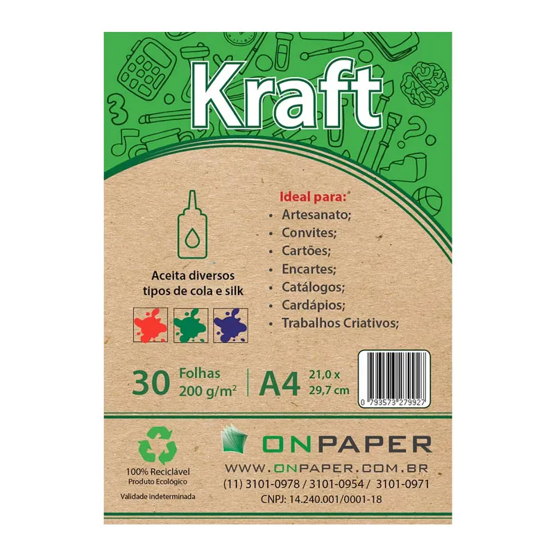 Papel Kraft A4 200g - 210x297 - com 30 folhas - On Paper
