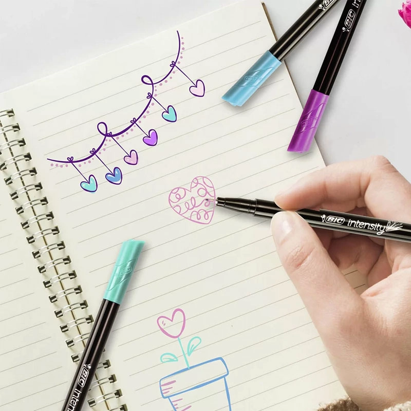 Caneta hidrográfica Intensity Ultra Fina Pastel 0.4mm com 5 unidades - Bic