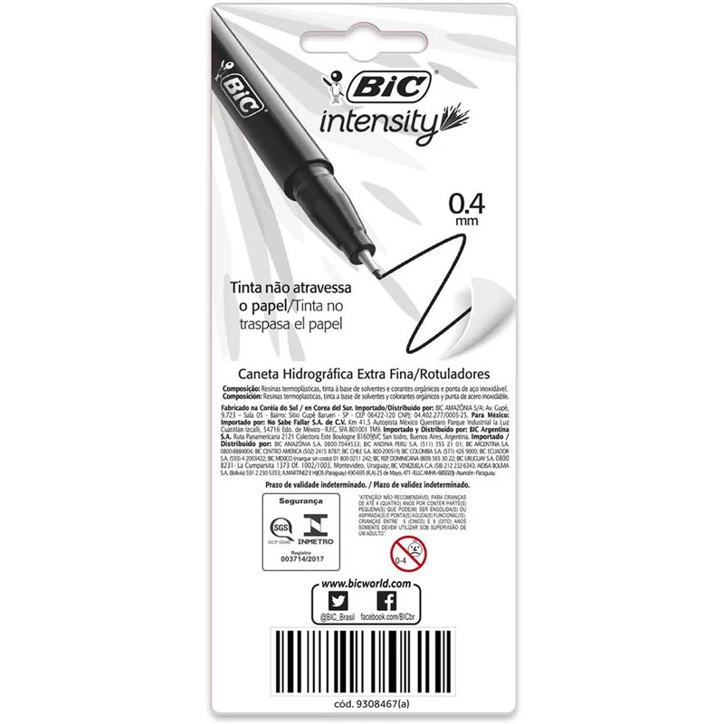 Caneta hidrográfica Point Intensity com 5 unidades - Bic