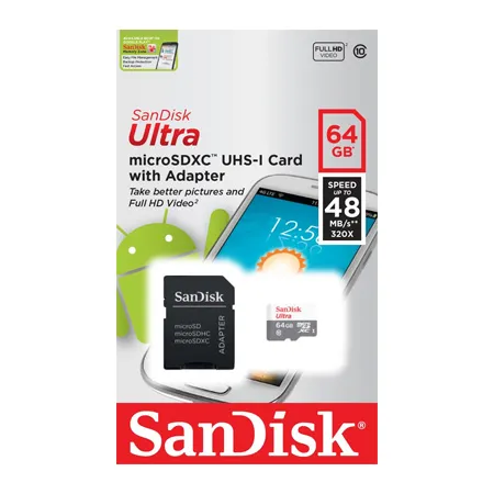 Cartão de memória micro SD 64gb c/ adaptador Classe10 - Sandisk