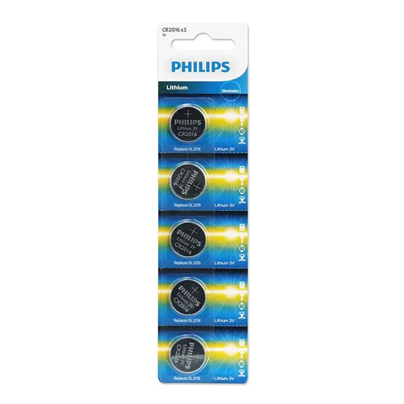 Bateria litio 3 volts - com 5 unidades - CR2016 - Philips