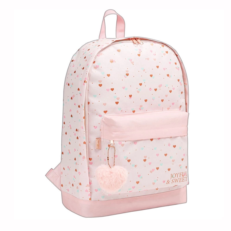 Mochila escolar grande sem roda - 339041 - Académie Coração Metalizado Rosa - Tilibra