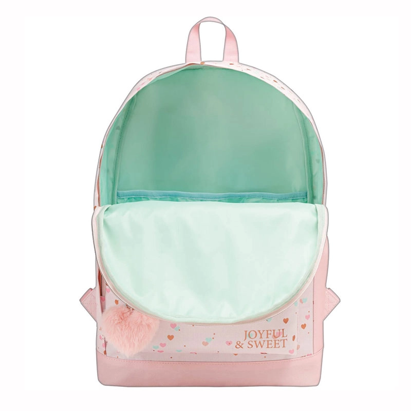 Mochila escolar grande sem roda - 339041 - Académie Coração Metalizado Rosa - Tilibra