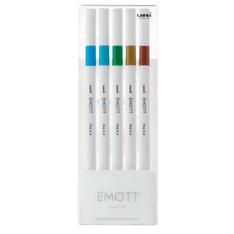 Caneta hidrográfica Emott fine 0.4mm N4 com 5 cores Uni-Ball