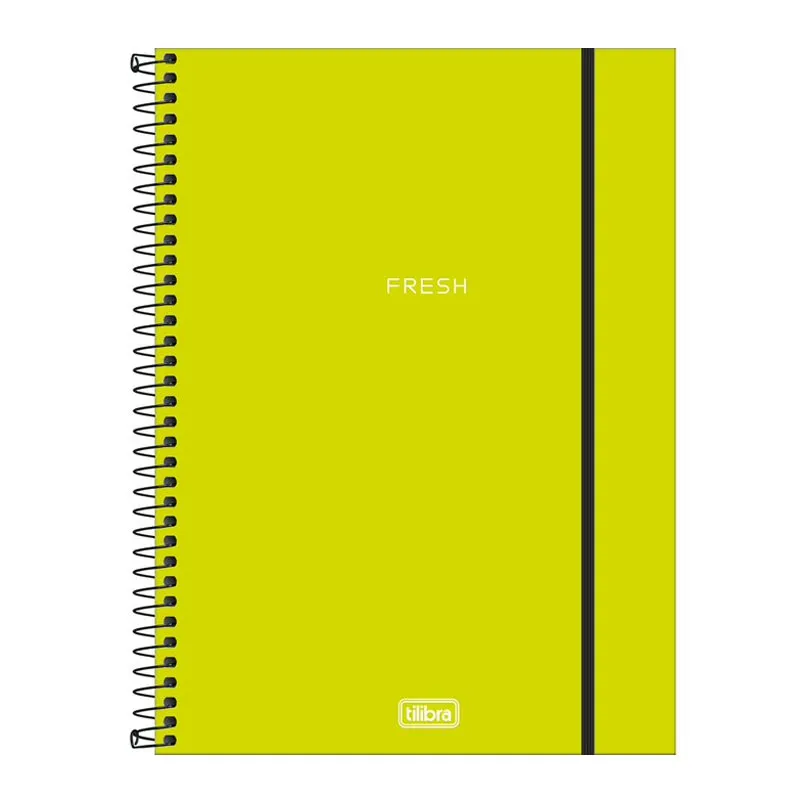 Caderno capa plástica universitário 10x1 160 folhas Neon Verde Limão - Tilibra