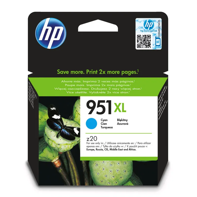 Cartucho HP 951XL Original CN046A ciano p/ Officejet Pro 8600, 8600 Plus, 8610, 8620, 276dw