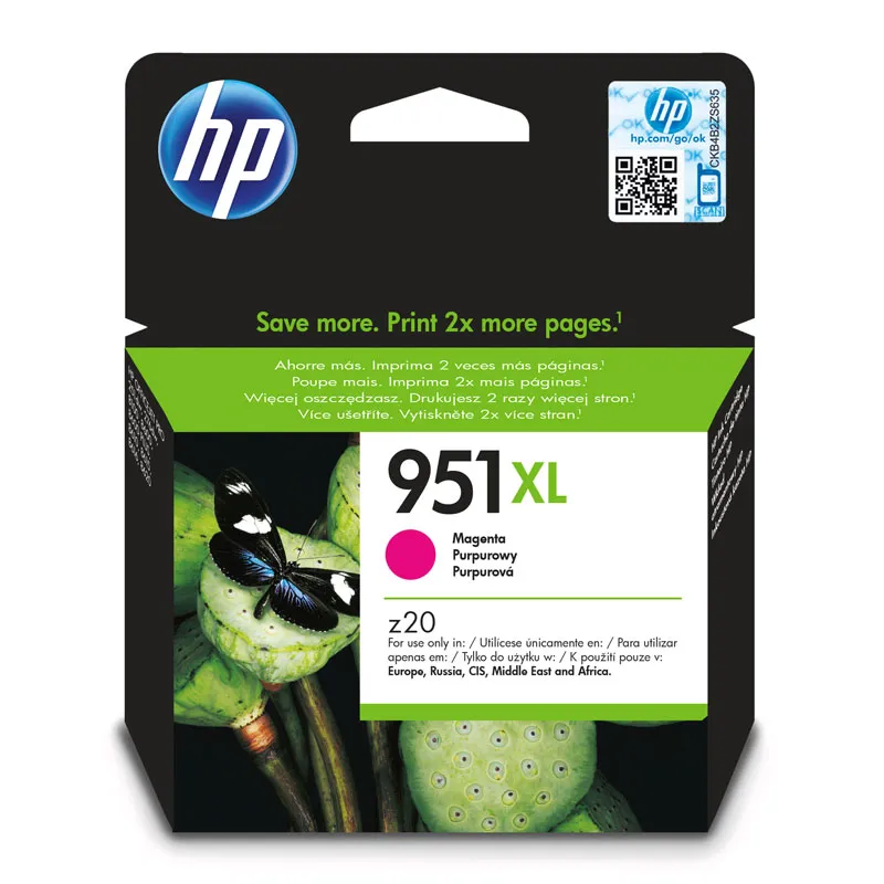 Cartucho HP 951XL Original CN047A magenta p/ Officejet Pro 8600, 8600 Plus, 8610, 8620, 276dw
