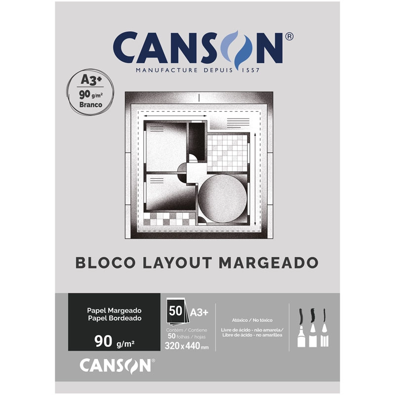 Bloco layout margeado A3+ 90g - com 50 folhas - Canson