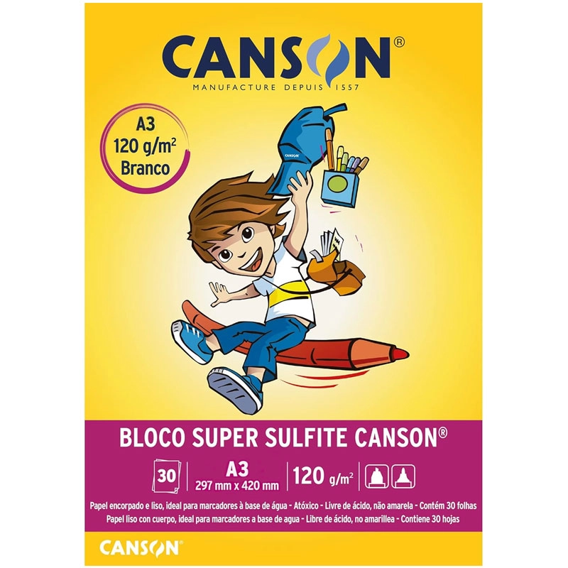 Bloco desenho super sulfite A3 120g - com 30 folhas - Canson