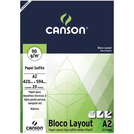 Bloco layout liso A2 90g - com 50 folhas - Canson