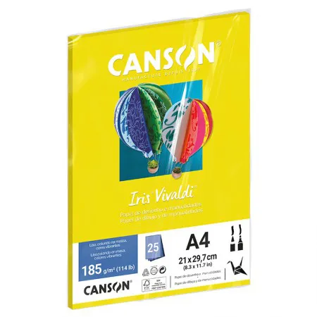 Papel Color Vivaldi A4 185g Amarelo com 25 folhas - Canson