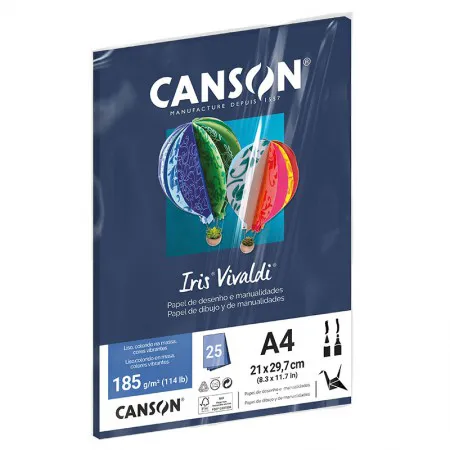 Papel Color Vivaldi A4 185g Azul Marinho com 25 folhas - Canson